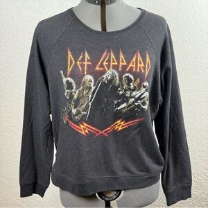 Def Leppard Charcoal Women's Size XL Sweatshirt Hard Rock‎ 80s Vintage Vibe